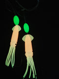 Hi-Lo 30 lb Fishing Rig 2 Hooks Bait 3" PINK GLOW B2 Squid Teasers Fluke Sea Bass