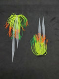 Silicone Fishing Skirt 4" w/ Glow Tails Fishing Lure Rig Teaser Micro Tackle 10
