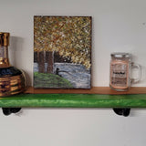 New Hot Floating River Shelf TP Holder Epoxy Resin Live Edge Steampunk Handmade