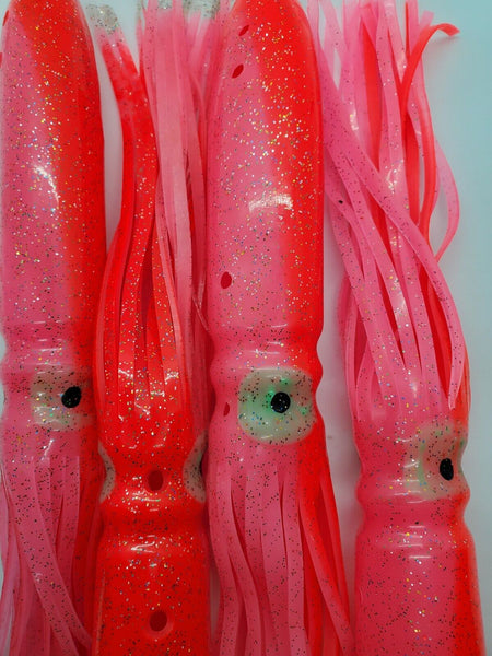 bulb squid fishing lures 3 Pack Fishing Bulb Squids Skirt Lures Hoochie Offshore Trolling Lure