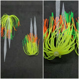 Silicone Fishing Skirt 4" w/ Glow Tails Fishing Lure Rig Teaser Micro Tackle 10
