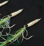 3 Fishing Squimp Teasers 5/0 Hook Flies Fluke Sea Bass Bait Rig Lure Squid Hi Lo