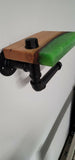 New Hot Floating River Shelf TP Holder Epoxy Resin Live Edge Steampunk Handmade