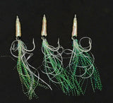 3 Fishing Squimp Teasers 5/0 Hook Flies Fluke Sea Bass Bait Rig Lure Squid Hi Lo