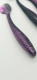 5 Fishing Tackle Shad Swimbait Paddle Tail 5 inch Ribbed Soft Plastic Bait Black