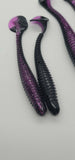 5 Fishing Tackle Shad Swimbait Paddle Tail 5 inch Ribbed Soft Plastic Bait Black