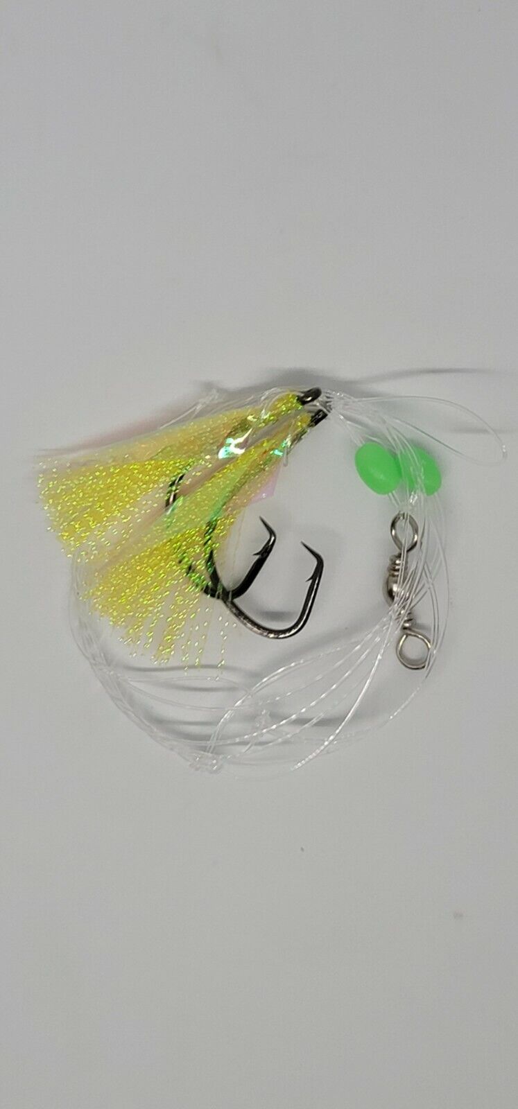 Hi Lo Sabiki Rig Fishing 6\0 Hook w\ Flasher 40lb Mono Glow Bead Fluke Sea Bass