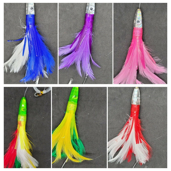 OCEAN CAT Trolling Lure Set Of 6 6 Inch Offshore Big Game Deep Sea Fishing Gear Mahi Trolling Lure For Marlin Tuna Mahi Dolphin Durado Wahoo Free Mesh Bag 6 In Crystal Head 6pcs