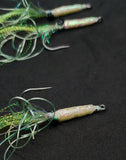 3 Fishing Squimp Teasers 5/0 Hook Flies Fluke Sea Bass Bait Rig Lure Squid Hi Lo