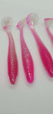 5 Fishing Tackle Shad Swimbait Paddle Tail 5 inch Ribbed Soft Plastic Bait Pink