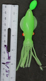 Hi-Lo 30 lb Fishing Rig 2 Hooks Bait 4"  GREEN GLOW B2 Squid Teasers Fluke Sea Bass