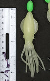 Hi-Lo 30 lb Fishing Rig 2 Hooks Bait 4" GLOW B2 Squid Teasers Fluke Sea Bass