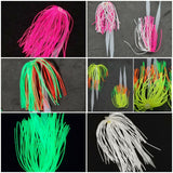 Silicone Fishing Skirt 4" w/ Glow Tails Fishing Lure Rig Teaser Micro Tackle 10