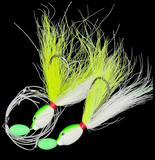 Hi-Lo Floating Bucktails 30 lb Fishing Rig 2 Hooks Bait  Teasers Fluke Sea Bass