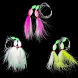 Hi-Lo Floating Bucktails 30 lb Fishing Rig 2 Hooks Bait  Teasers Fluke Sea Bass