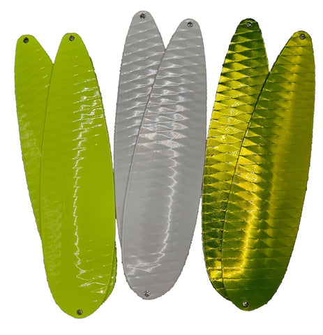 Fishing Jigging Flutter Diamond Spoon 8" In Lure 4 oz Tackle Grellow White Bass