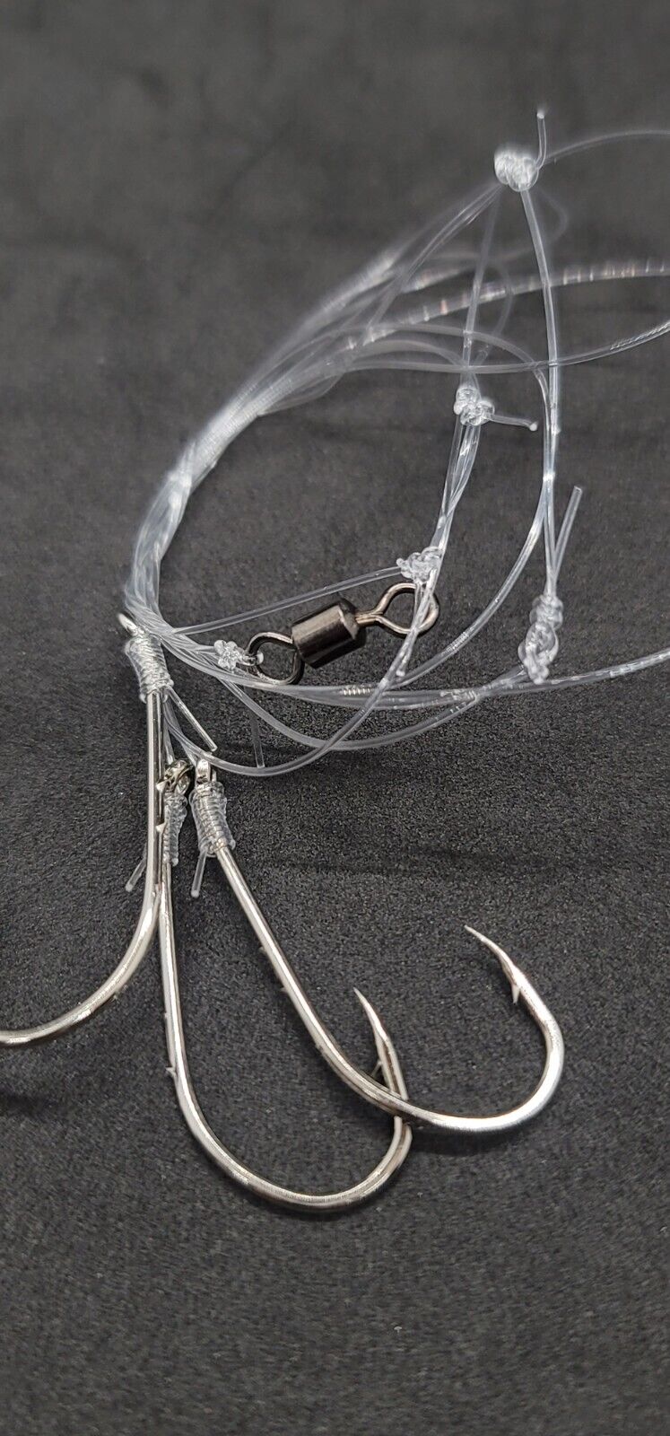 bottom fishing hooks SEA BASS 3 DROP HI-LO SALTWATER FISH RIG MUSTAD 3/0 HOOK 40lb MONO BOTTOM FISH