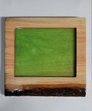 Handmade Live Edge Wood Bar Top Epoxy Resin Flower Top Rolling Serving Tree Art0