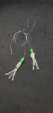  HiLo 30 lb Fishing Rig Double Hook Bait 2.5" GLOW Squid Teasers Fluke Sea Bass0