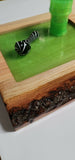 Handmade Live Edge Wood Bar Top Epoxy Resin Flower Top Rolling Serving Tree Art4