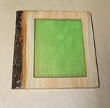 Handmade Live Edge Wood Bar Top Epoxy Resin Flower Top Rolling Serving Tree Art7