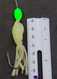  HiLo 30 lb Fishing Rig Double Hook Bait 2.5" GLOW Squid Teasers Fluke Sea Bass2