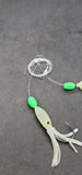  HiLo 30 lb Fishing Rig Double Hook Bait 2.5" GLOW Squid Teasers Fluke Sea Bass3