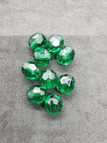 12mm Faceted Green Beads 50 Pack USA Fishing Offshore Tackle Free Shipping Craft