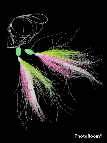 Fishing Bucktail Slide Hi-Lo 2 Teaser W/ M3 Hooks 6/0 Size Fluke Tackle