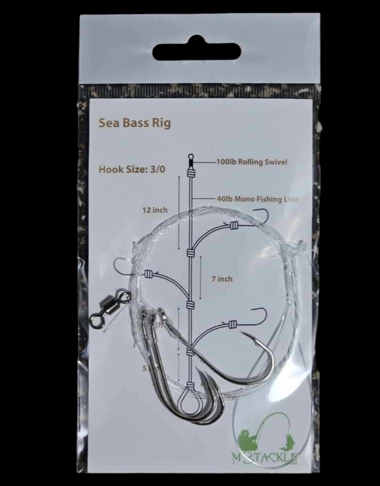 Sea Bass Hi/Lo Saltwater Fishing Rigs 1, 5 &10 Pack Bulk Options - Uncle  Mo's Tackle – Mustad Size 3/0 Bait Hook, 60lb Heavy Duty, 80lb Swivel &  Sinker Loop, Ha…