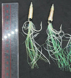 3 Fishing Squimp Teasers 5/0 Hook Flies Fluke Sea Bass Bait Rig Lure Squid Hi Lo
