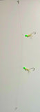 Copy of Hi-Lo 30 lb Fishing Rig 2 Hooks Bait 4" GLOW B2 Squid Teasers Fluke Sea Bass