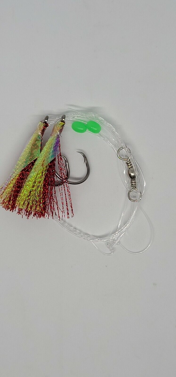Hi Lo Sabiki Rig Fishing 6\0 Hook w\ Flasher 40lb Mono Glow Bead