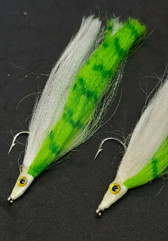 2 Fishing Teasers 5/0 Hooks Flies Fluke Flounder Striper Sea Bass Bait Rig Lure