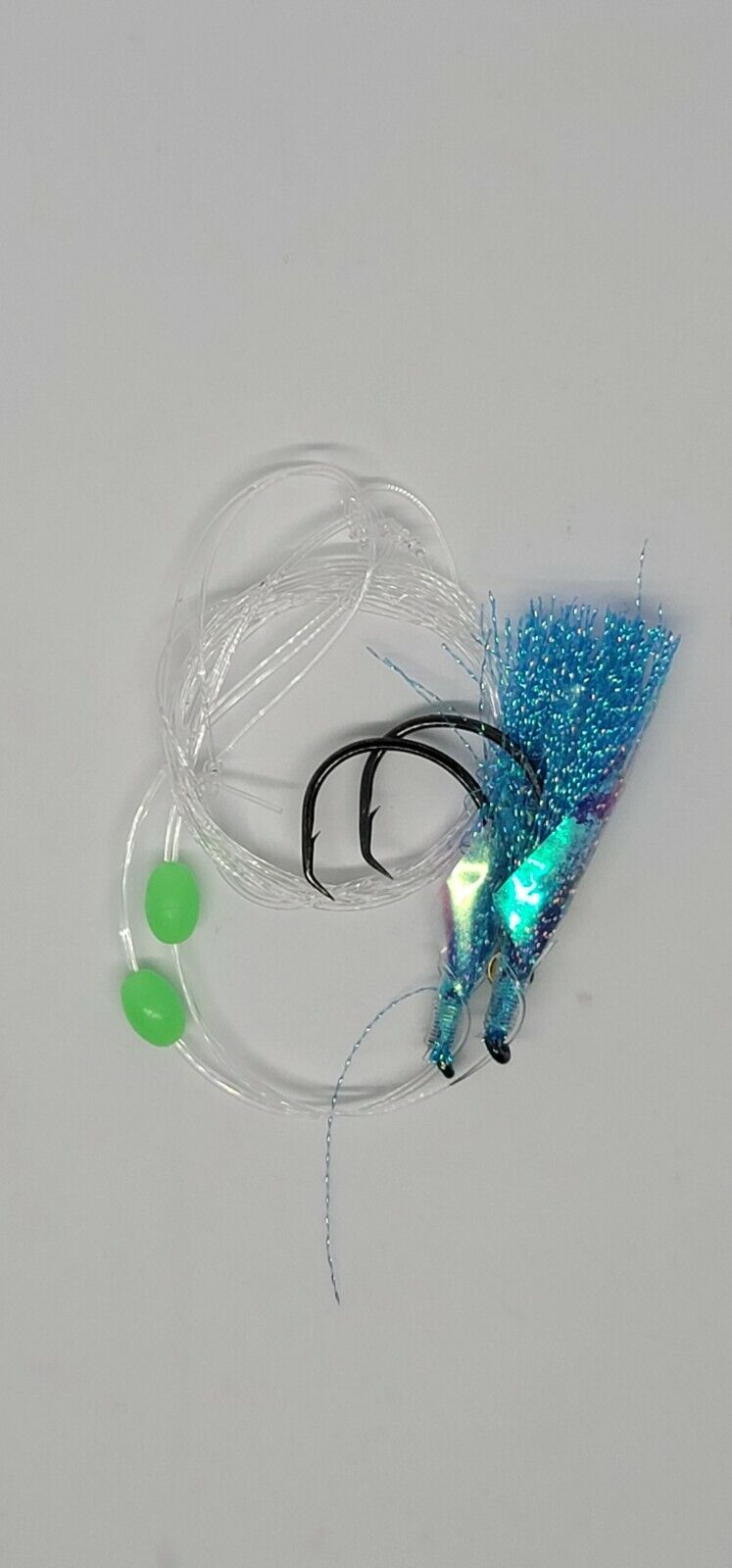 Hi Lo Sabiki Rig Fishing 6\0 Hook w\ Flasher 40lb Mono Glow Bead Fluke