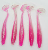 5 Fishing Tackle Shad Swimbait Paddle Tail 5 inch Ribbed Soft Plastic Bait Pink
