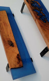 Epoxy Shelf with Hangers 2 Shelves Sapphire Blue Pour With Live Edge Wall Art FY