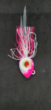 2 Big Eye Fishing Jig Flat Eye Pink Shine 2Free Skirts Bucktail Teaser MUSTAD