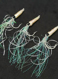 3 Fishing Squimp Teasers 5/0 Hook Flies Fluke Sea Bass Bait Rig Lure Squid Hi Lo