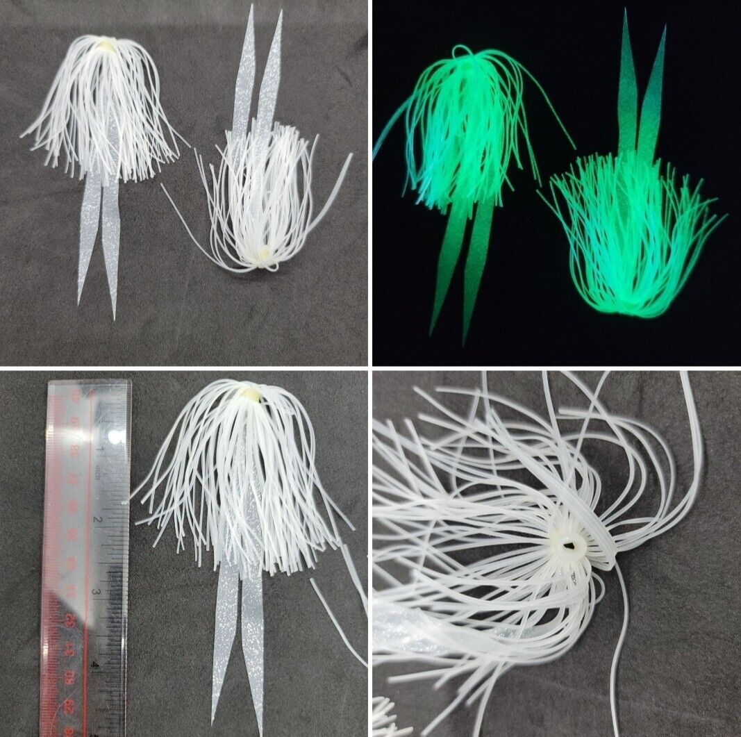 100 Silicone Fishing Skirt 4 in/ 10 cm Glow Tail Fishing Lure Rig Tea
