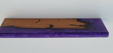 Epoxy Shelf w/ Hangers Sapphire Purple Pour With Wood Live Edge Wall Steam Punk