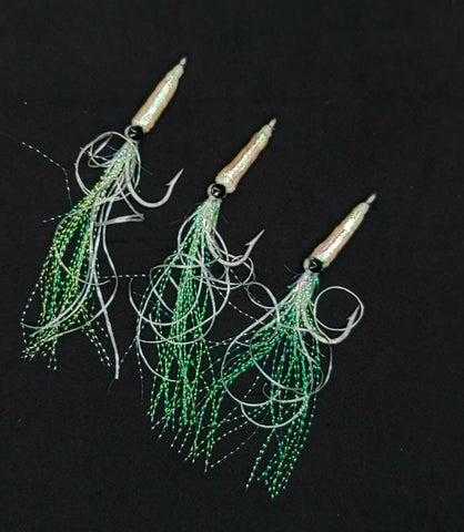 3 Fishing Squimp Teaser 5/0 Hook Flies Fluke Sea Bass Bait Rig Lure Squid Shrimp