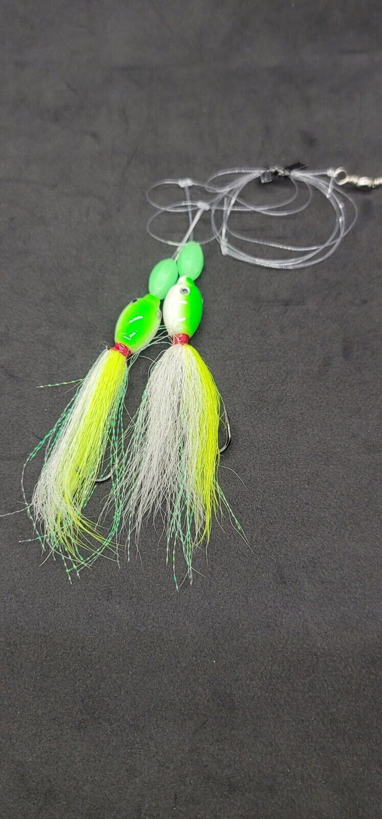 30 bass lures Hi-Lo Floating Bucktails 30 lb Fishing Rig 2 Hooks Bait Teasers Fluke