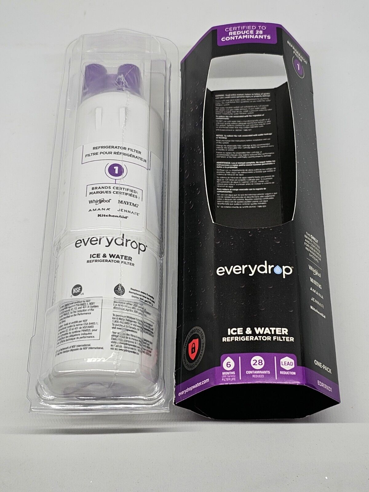 Lot Of 2 EveryDrop #1 Refrigerator Ice and Water Filter 1 EDRIRXD1 Purple New