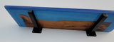 Epoxy Shelf with Hangers Sapphire Blue Pour With Wood Live Edge Wall Art Deco