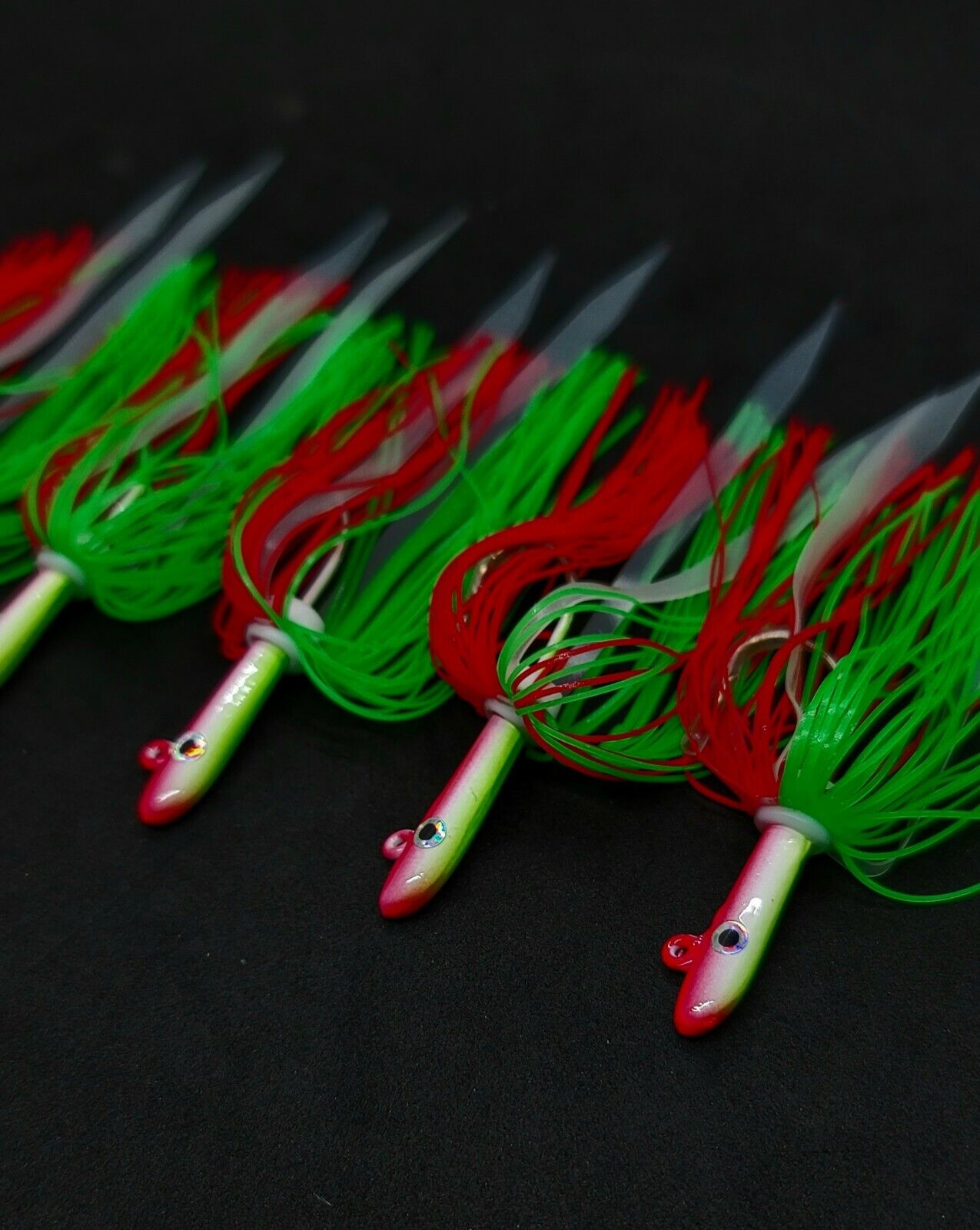 5 Teaser Stlye Glass Minnow Silicone Skirt Lure Jig Nuclear Bottom Fis