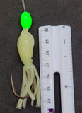 Hi-Lo 30 lb Fishing Rig Double Hook Bait 2.5" GLOW Squid Teasers Fluke Sea Bass