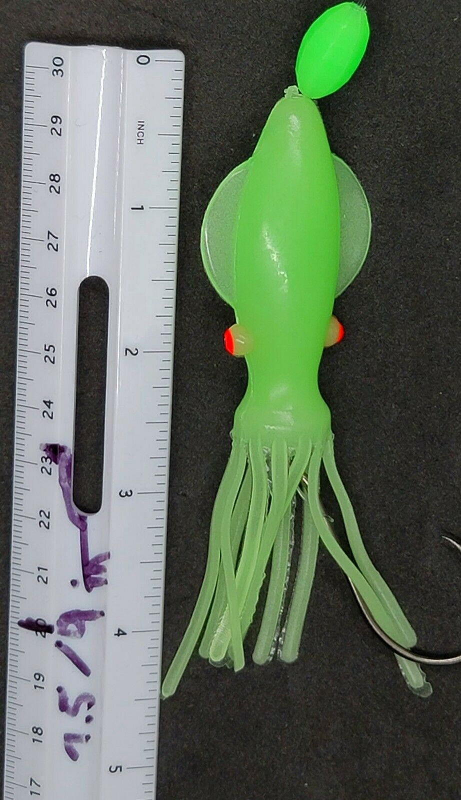 Hi-Lo 30 lb Fishing Rig 2 Hooks Bait 4 GREEN GLOW B2 Squid