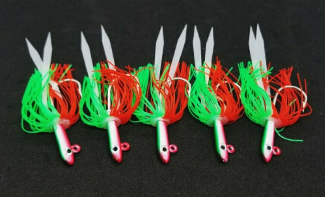 5 Teaser Stlye Glass Minnow Silicone Skirt Lure Jig Nuclear Bottom Fis