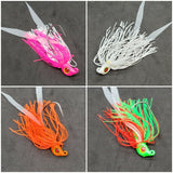Fishing Teaser Flies Tackle Saltwater 3/8 6/0 Mustad Hook Silicone Skirt 4 Pack